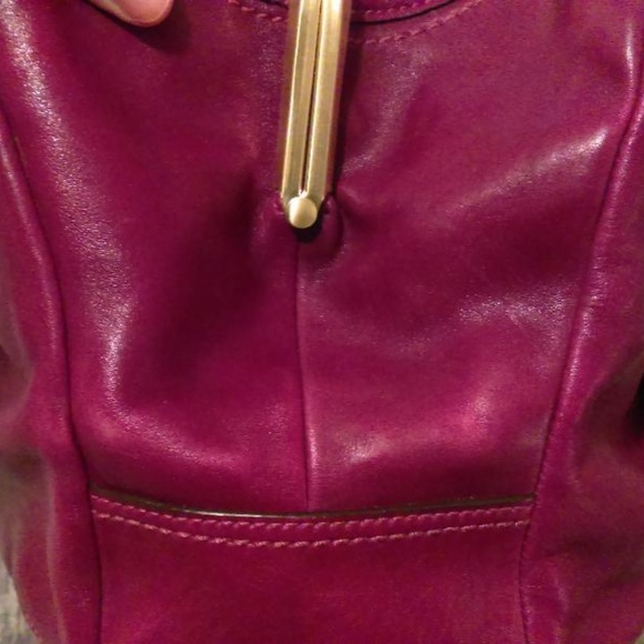 Dk berry color two handled Coach handbag EUC - Picture 5 of 7